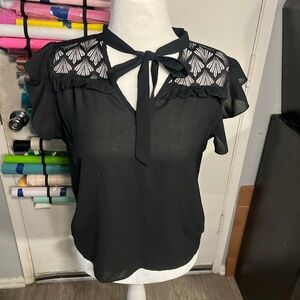 Black Lace Detail Women's Top